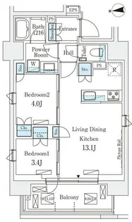 プライムガーデン恵比寿南【8階】の間取り