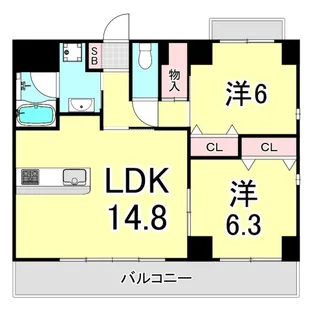 兵庫県西宮市弓場町【マンション】の間取り