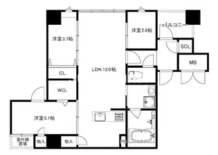 MODERN PALAZZO薬院2丁目【5階】の間取り