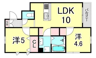 兵庫県神戸市灘区大和町4丁目【アパート】の間取り