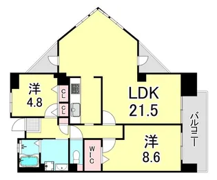 UR西宮マリナパークシティ丘のある街 1号棟【2階】の間取り
