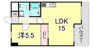 朝日プラザ新神戸【6階】の間取り