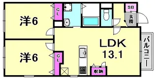 ローズヴィラ甲東園【2階】の間取り