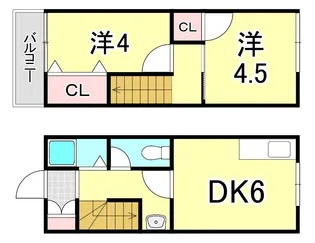 兵庫県西宮市芦原町【アパート】の間取り