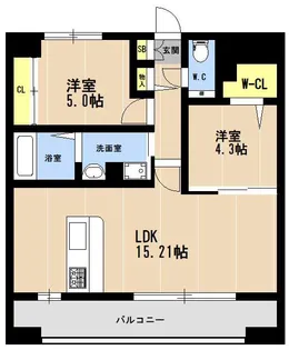 2LDKの間取り画像