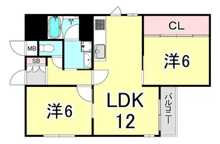 越水ハイツ【1階】の間取り