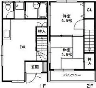 房王寺メゾネットハウスの間取り