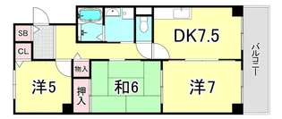 兵庫県西宮市南甲子園2丁目【アパート】の間取り