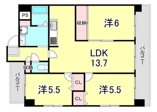兵庫県西宮市神垣町【マンション】の間取り
