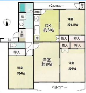 白川台ハイツ 7号棟【4階】の間取り