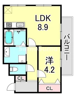 芦屋リバーウエストマンション【3階】の間取り