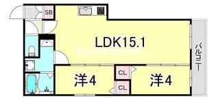 ディークラート園田【1階】の間取り