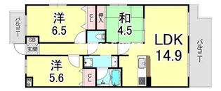 プランドール西岡本【1階】の間取り