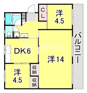 ひよどり台5団地28号棟【5階】の間取り