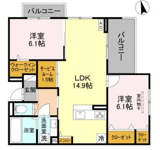 2SLDKの間取り画像