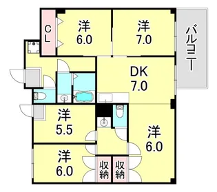 ダイバーシティ神戸長田B棟【6階】の間取り