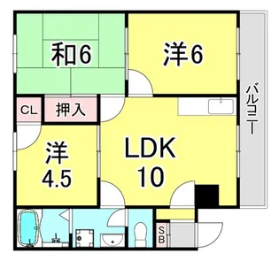 イスズハイツベル苦楽園Pー2【3階】の間取り