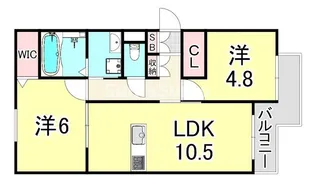 兵庫県西宮市神園町【アパート】の間取り