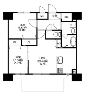 MODERN PALAZZO博多デュオグランデEAST【9階】の間取り