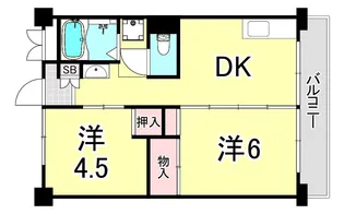 ビレッジハウス南清水タワー1号棟【5階】の間取り