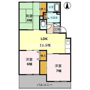 北仁川シティーハイツ【2階】の間取り