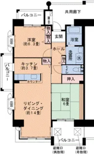 URグリーンヒルズ六甲【1階】の間取り