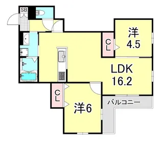 兵庫県西宮市上甲子園4丁目【アパート】の間取り