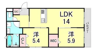 サザンエスト甲東【1階】の間取り