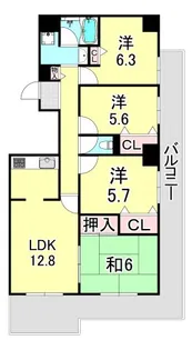パラツィーナセシリア仁川 弐番館【6階】の間取り