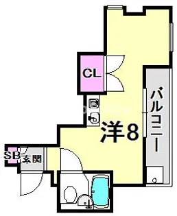 キューブ甲子園口【3階】の間取り