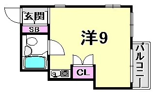 キューブ甲子園口【3階】の間取り