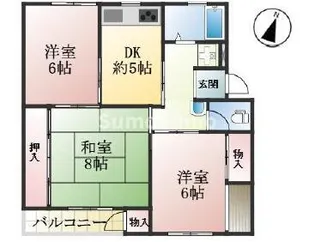 渦ヶ森コーポ18号館【5階】の間取り