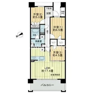 ライオンズ芦屋グランフォート【5階】の間取り