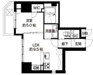 La CASA 上汐【9階】の間取り
