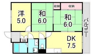 リバーパレス中西【3階】の間取り