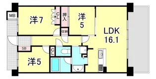 プラウド西宮浜松原【3階】の間取り