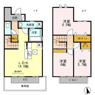 テラスハウスKOUの間取り