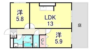 兵庫県宝塚市鹿塩1丁目【アパート】の間取り