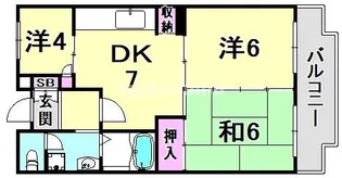 兵庫県西宮市鳴尾町2丁目【マンション】の間取り