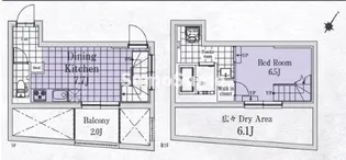 1DKの間取り画像