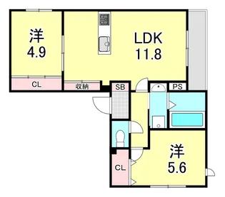 リラフィナート西宮北口【3階】の間取り