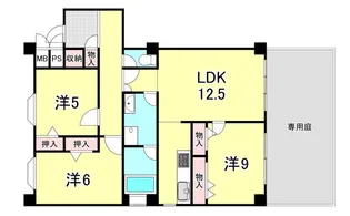 ライオンズマンション夙川【1階】の間取り