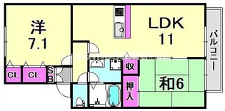 ジュネス武庫之荘Ⅲ B棟【2階】の間取り