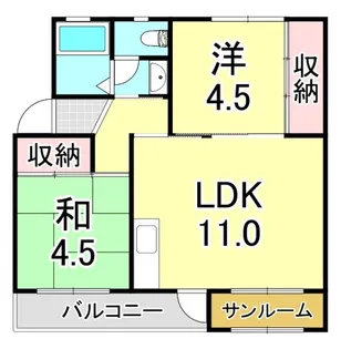 上高丸住宅B棟【2階】の間取り