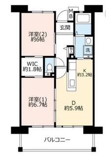 URグリーンヒルズ仁川 2号棟【5階】の間取り