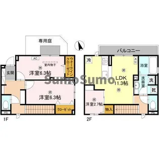 大阪府大阪市阿倍野区阪南町2丁目【タウンハウス】の間取り