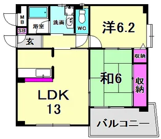 兵庫県西宮市荒木町【マンション】の間取り