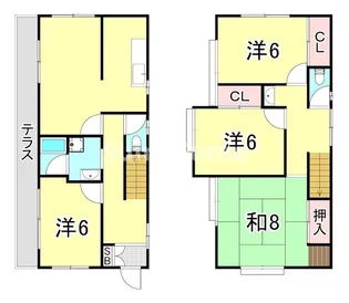 兵庫県西宮市上ケ原山田町【タウンハウス】の間取り