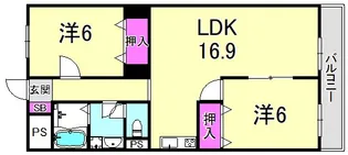 グロリオーサ甲東【2階】の間取り