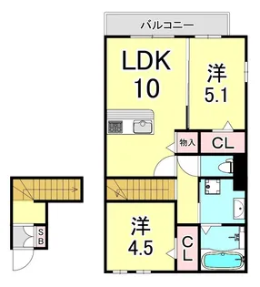 カサベルデ門戸【2階】の間取り